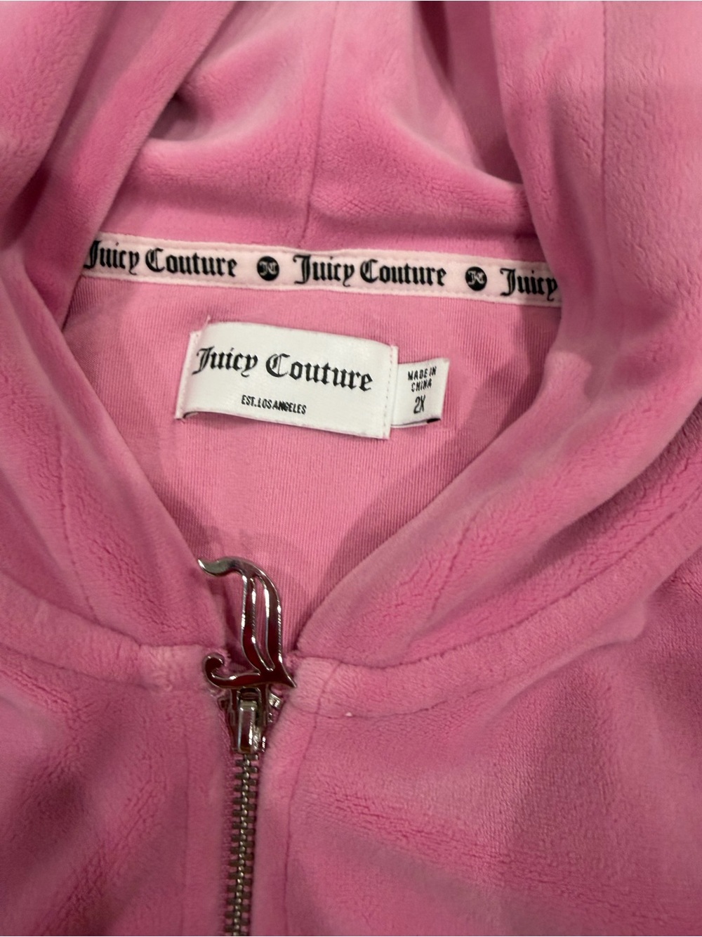 Juicy Couture Light Pink Velour Zip-Up Hoodie - Picture 4 of 5